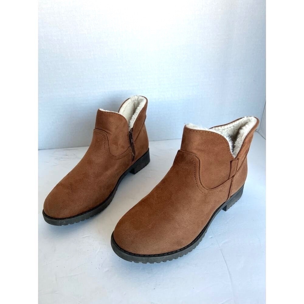 CL By Laundry Women's Faelyn Brown and Cream Vegan Ankle‎ Boot la Sz 6.5